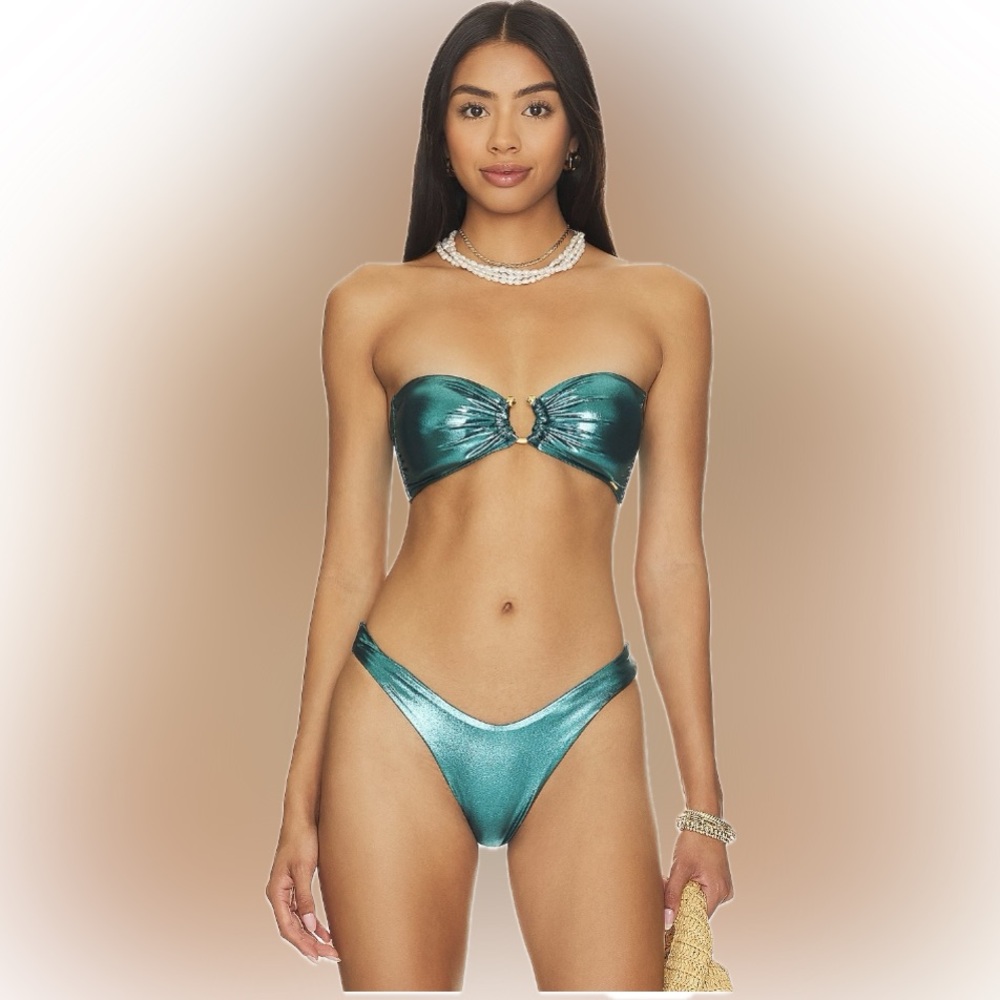 BOAMAR X Revolve Jlo Bikini Top & Bottom Set – Emerald Metallic